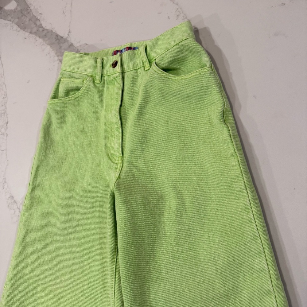 Urban Outfitters Wide Leg Lena Jeans Women’s 27 High Rise Faded Lime Green Wash - Picture 7 of 13